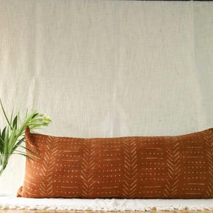 Rust Handloomed Lumbar Pillow Cover Authentic Hand Block Print Cotton Pillow Cover Ethnic Handmade Mudcloth Bed Room Decor Pillow Shams