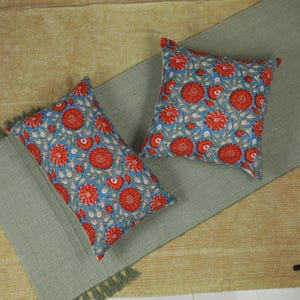 Lot de 2 coussins indiens à motif floral, 45 x 40 cm et 42 cm (40 x 40 cm) en coton bio, taie d&#39;oreiller buta, couvre-oreillers