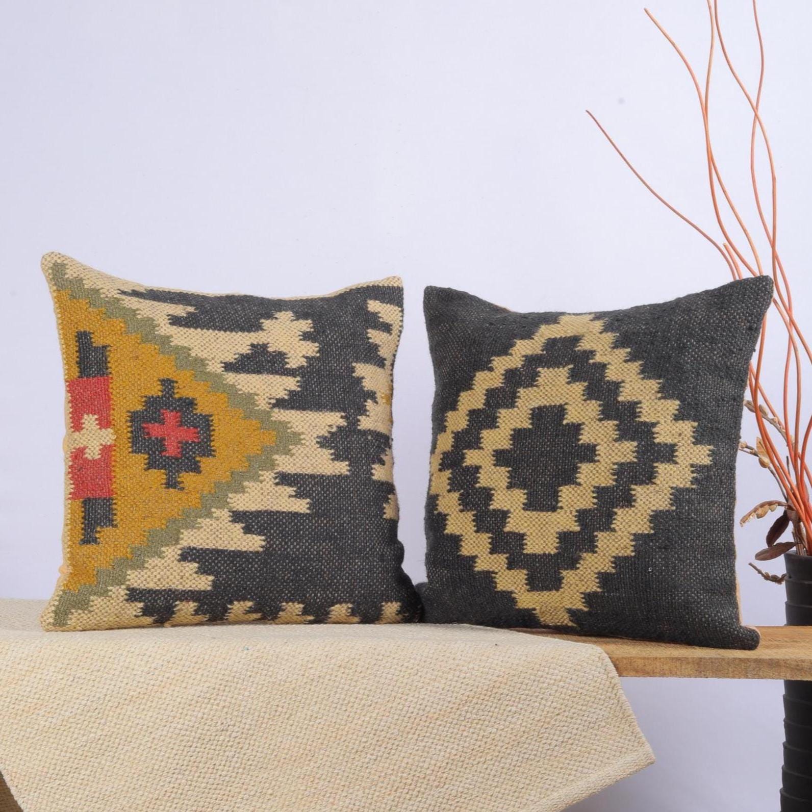 Taie d'oreiller kilim faite main 18 x 18