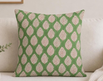 Hand Block Printed Cotton Throw Pillow Cover – 18x18 Couch Decor