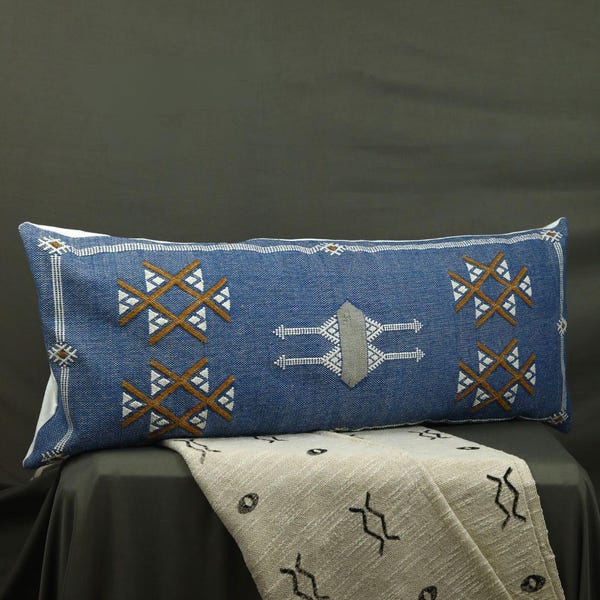 Fodera per cuscino lombare Sabra Kilim fatta a mano: decoro tribale geometrico
