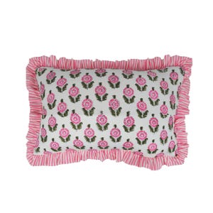 Boho Block Print Frills Cushion Cover/  Handmade Cotton Bed Throw Pillows, bohemian pillow cushion cover vintage home decor frill cushion