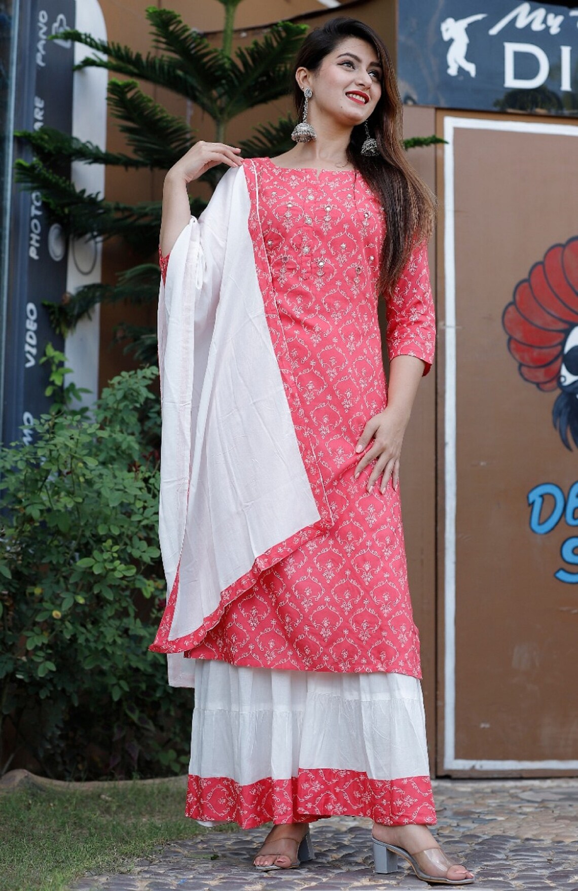 Indian Designer Rayon Fabric Printed With Moti And Tublelight Etsy