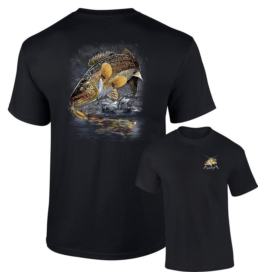 Jumping Walleye T-shirt, Walleye Chasing Lure Shirt , Fishing Tshirt ...