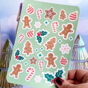 Hoja de pegatinas brillantes de pan de jengibre / Pegatinas laminadas / Pegatinas de papelería / Regalos para profesores / Planificador de hojas de pegatinas / Calendario / Vacaciones