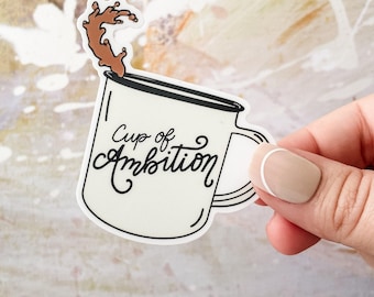 Sticker Cup of Ambition: Dolly Parton-teksten, waterdicht vinyl