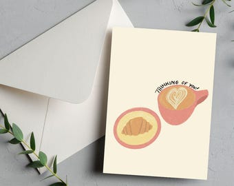 Thinking of You Card: Croissant Illustration (Blank Inside)