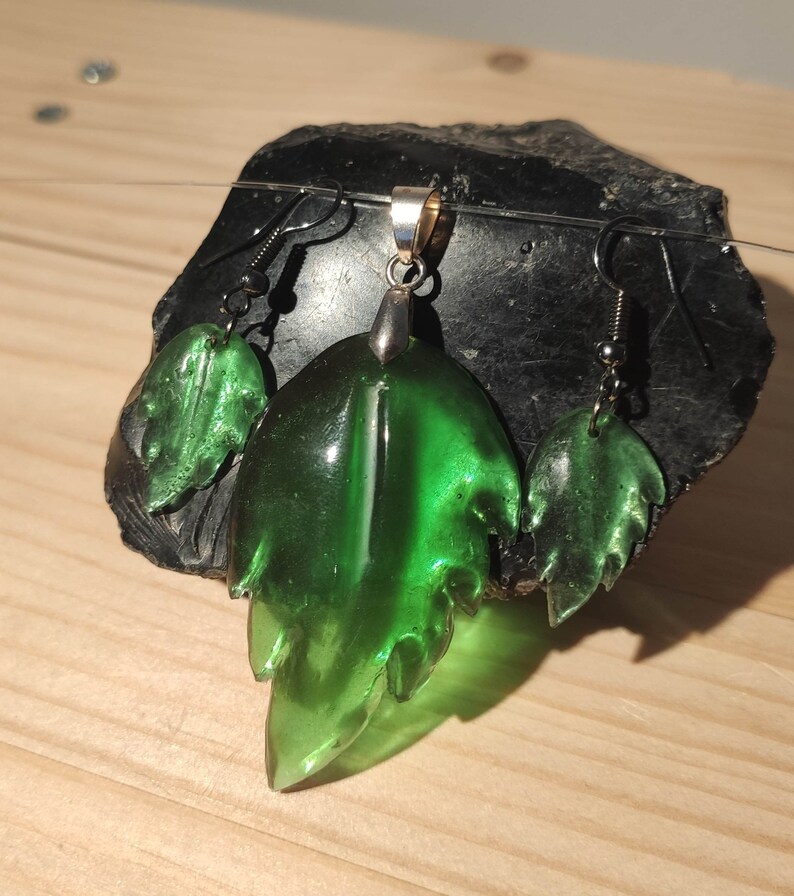 Jewelry Set Earth Pendant & Earrings Earth Element Necklace image 0