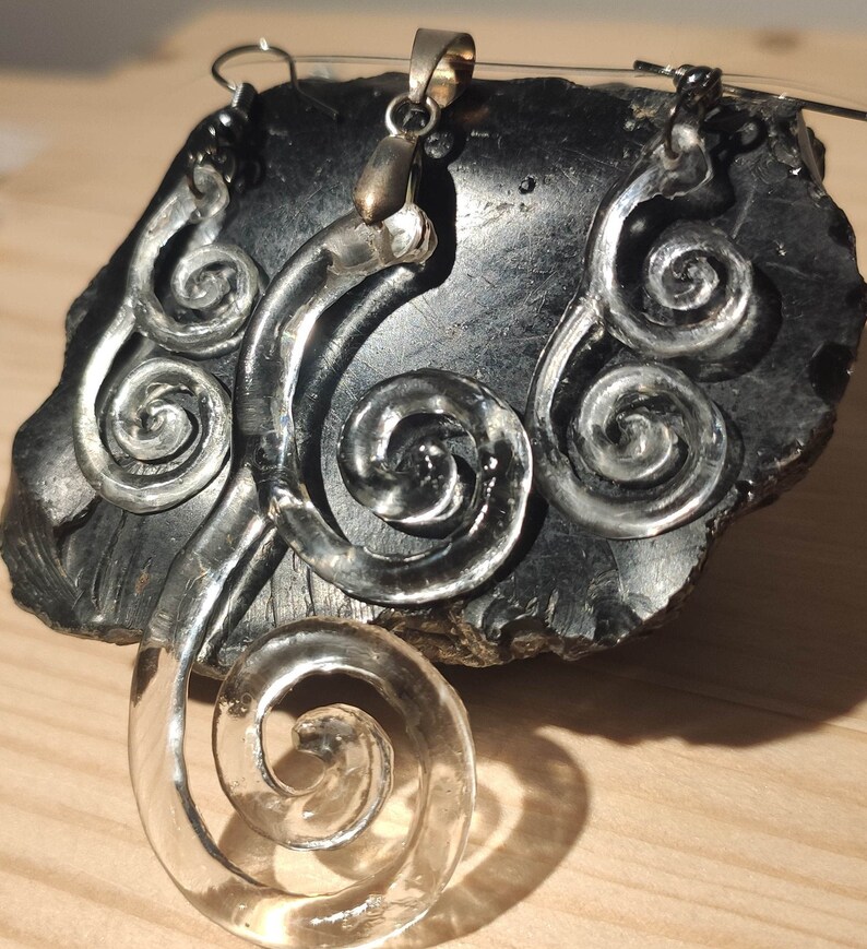 Jewelry Set Air Pendant & Earrings Air Element Necklace image 0