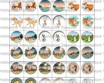 Bunnies inspired bottle cap images cabochon images 1 inch 25 mm printable images instant download