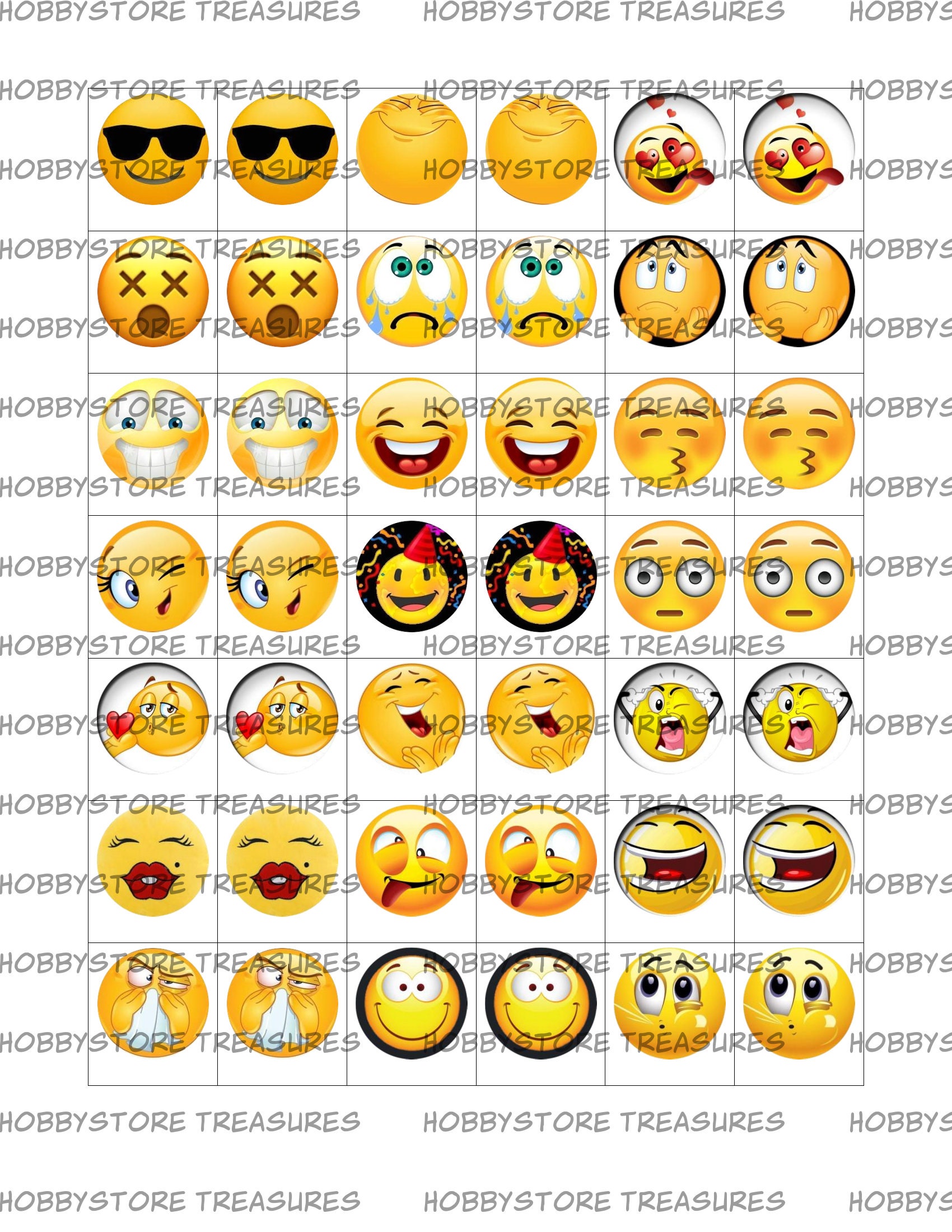 Emoji inspired bottle cap images cabochon images 1inch 25 mm Etsy