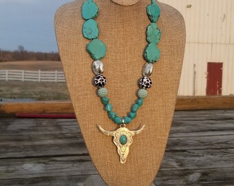 Short necklace with leather floral toolingshort necklace with floral leather pendant cowgirl jewelry western jewelry
