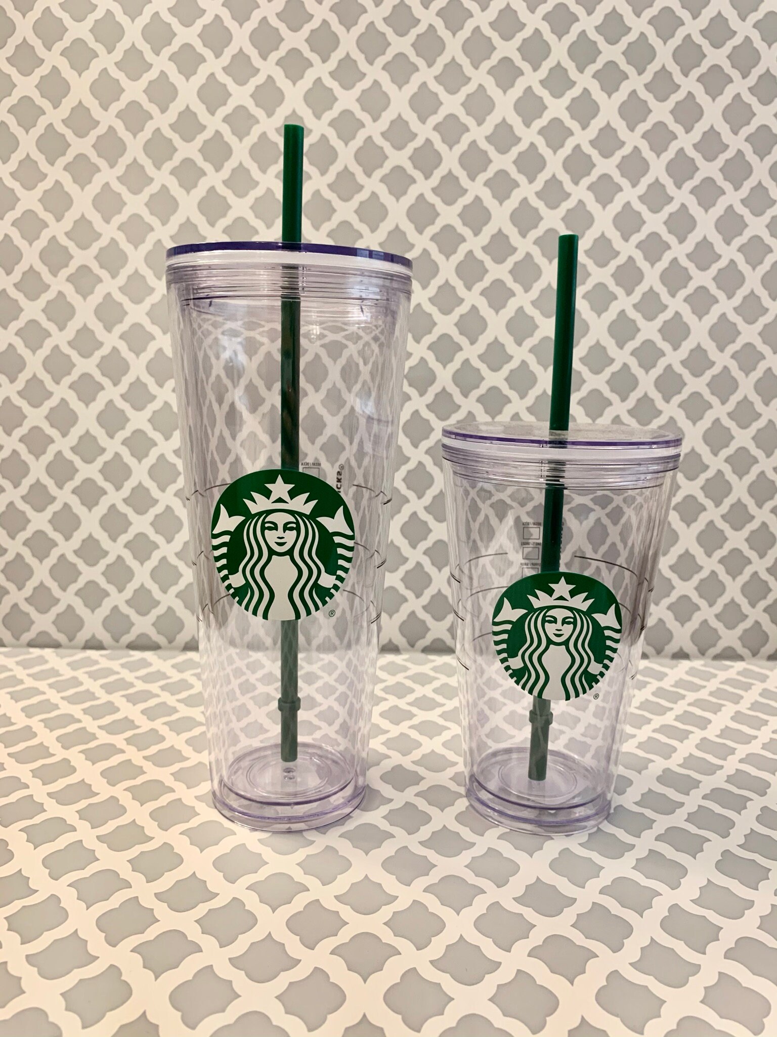 Starbucks Clear Venti Rare Starbucks Tumblers With Green Straw Logo 16  Oz/24 Oz From Kkgdii, $14.99