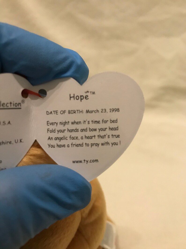 Rare 1998 TY Hope Praying Beanie Baby With Tag Errors Etsy