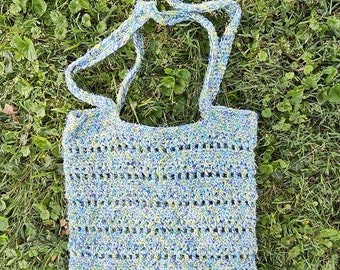 Handmade Crochet Bag, Crochet Tote, Hand Stitched Reusable Bag, Cotton Market Bag, Coconut Textured Yarn, Summer Beach Bag, Crocheted Gift