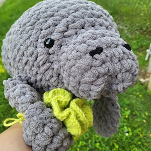 Crochet Manatee Plushie, Sea Cow, Manatee Stuffed Animal, Chunky Large Ocean Animal Plush, Chonky Manatee, Handmade Crochet Toy, XL Plushie