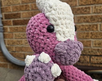 Handmade Crochet Dinosaur Plushie, Prehistoric Plush, Amigurumi, Parasaur, Chunky Reptile Plush, Handmade Stuffed Animal, Crochet Toy
