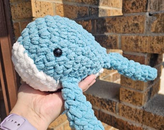 Crochet Whale Plushie, Humpback Whale Stuffed Animal, Chunky Ocean Animal Plush, Baby Whale, Handmade Crochet Toy, Calf, Whale Plush Toy