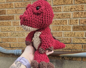 Handmade Crochet Dinosaur Plushie, Prehistoric Plush, Amigurumi, T-Rex, Chunky Reptile Stuffie, Handmade Stuffed Animal, Crochet Toy