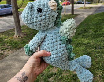 Handmade Crochet Dragon Mermaid, Aquatic Plushie, Fantasy Creature, Mythical, Sea Pony, Merdragon, Ocean Animal Plush, Stuffed Animal Toy