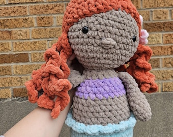 Crochet Mermaid Plushie, Mermaid Doll, Crochet Gift, Handmade Crochet Toy, XL Plush, Fantasy Stuffed Animal, Hand Stitched Crochet Doll