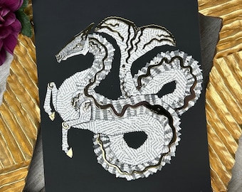 Impression d'art collage Kelpie, illustration feuille 5 x 7