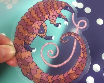 Pangolin - Sticker vinyle transparent 4 pouces