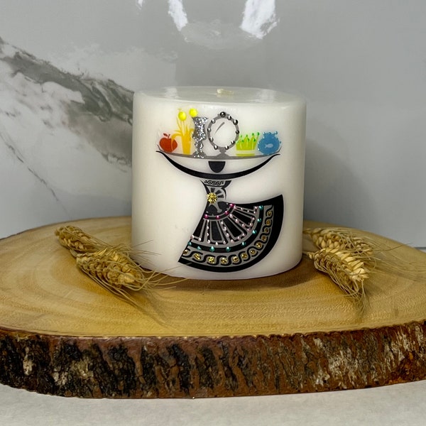 No. 24-11 Persian Calligraphy Haftsin Candle. Great Gift Ideas for Nowruz