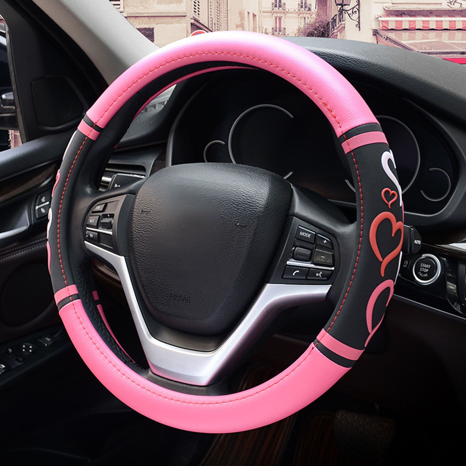 Heart Shape Car Steering Wheel Cover Fibrous Skin Steering | Etsy