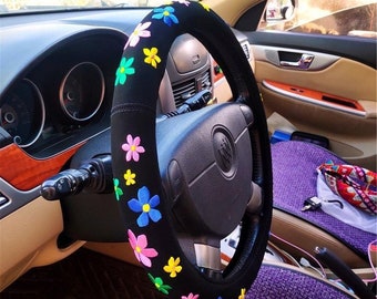 Greyhound Black Art Dog Steering Wheel Cover Breathable Auto Car Steering Wheel Cover for Unisex Universal 15 Inches Customized Gift