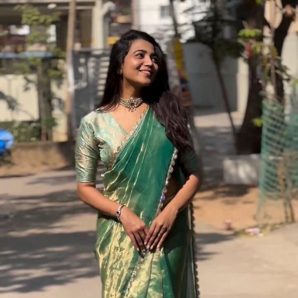 Pre-stitched saree-Alia saree-Designer Jimi choo saree-1 min ready sari-Bridesmaid saree-Designer Boarder with Blouse-partywear Indian sari