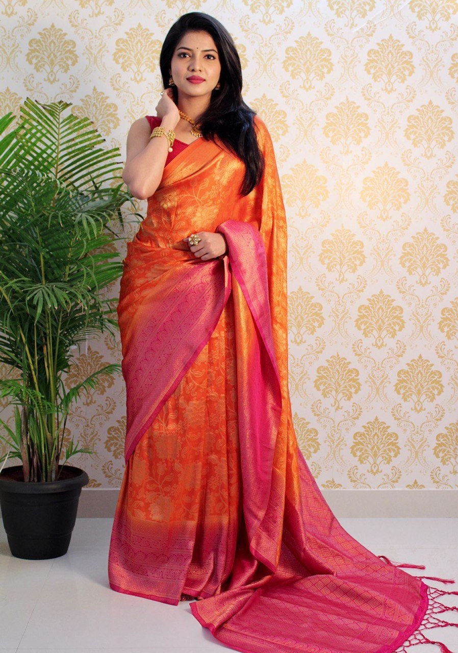 Haldi Special Soft Silk Indian Wedding Saree for - Etsy