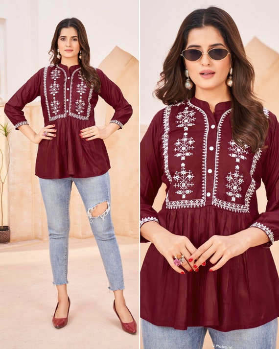 Tunic Tops Tunics for Women Tunic Tops for Jeans Tunics for Leggings Ladies  Tunic Tops Indian Kurta for Women Short Kurti Top 