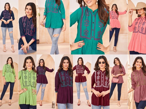 Tunic Tops Tunics for Women Tunic Tops for Jeans Tunics for Leggings Ladies  Tunic Tops Indian Kurta for Women Short Kurti Top 