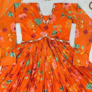 Women’s pure chinon Alia cut kurti set with handwork and shaded nazmin dupatta – festive ethnic wear main image 1