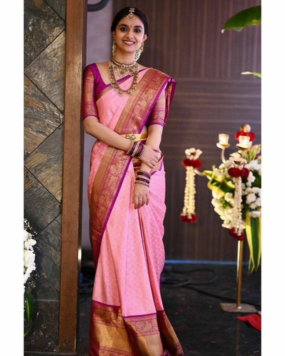 Pink color wedding silk hotsell sarees