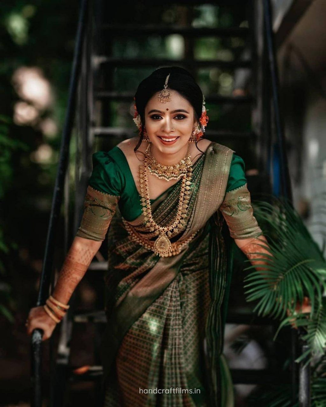 dark green colour wedding saree