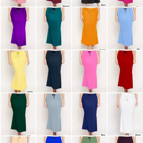 saree shapewear-sari peticot-jupe forme sirène-Sari coupe de poisson-jupon lycra-jupe sari indien-shimmer vêtement intérieur jupe