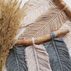 DIY Macrame Three Feather Kit Driftwood Included Beginner image 1