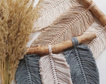 Kit DIY Macrame Three Feather - Bois flotté inclus - Débutant