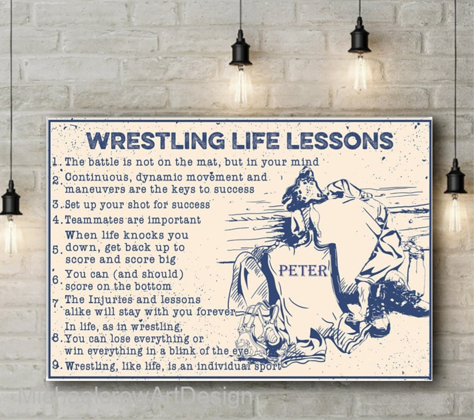 Personalized Wrestling Life Lessons Canvas Gift for Wrestler Etsy
