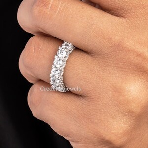 Round Moissanite Band, Full Eternity Band, U Prong Micro Pave wedding Band, Moissanite Band, Wedding Stacked Band, Anniversary Gift Band