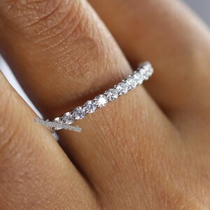 Full Eternity Wedding Band, U Shape Prong Band, Round Diamond Wedding Band, Stacking Band, Matching Band, Minimalist Band, Stackable Band