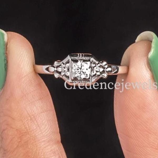 Circa 1910s Edwardian Ring, Floral Motif Ring, Mid-Century Retro Ring, Ethical Ring, Art Deco Vintage Engagement Ring, Minimalist Ring