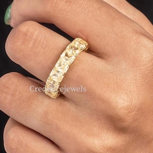 Canary Yellow Radiant Cut Diamond Band, Yellow Diamond Eternity Wedding Band, Radiant Cut Canary Yellow Band, Wedding Band 14K Solid Gold