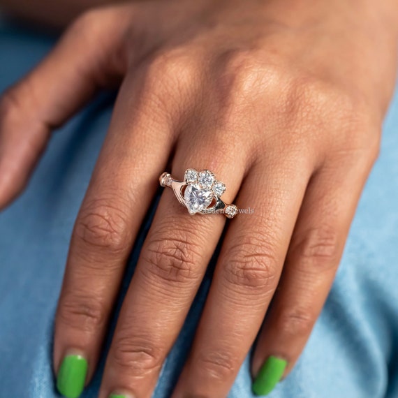 Crown Irish Diamond Heart Claddagh Ring Irish Ring 2CT Heart Cut White Moissanite Ring Ireland Engagement Wedding Ring 14K Gold Ring Etsy Canada