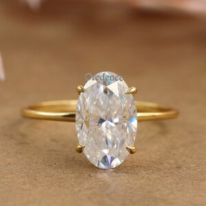 3CT Oval Cut Solitaire Ring, Oval Moissanite Ring, Engagement Ring, Wedding Ring, Anniversary Ring, Oval Moissanite Solitaire Ring 14K Gold