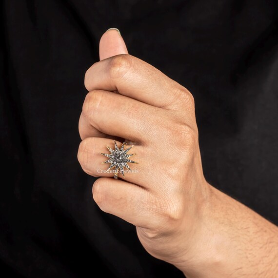 Victorian Natural Diamond Star Ring, Antique Victorian Starburst