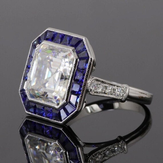 Vintage Art Deco Ring Bezel Set Ring 2.50CT Asscher Cut | Etsy