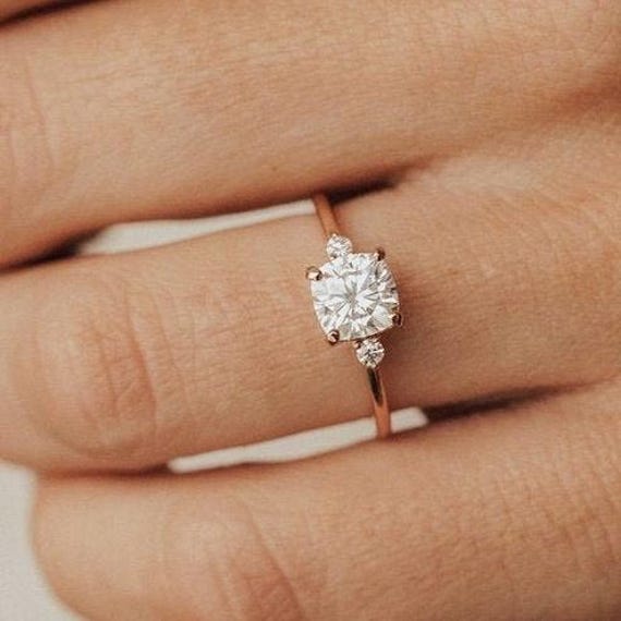 Bague De Fiançailles Solitaire & Alliance En Or Massif 14 Carats Trio - Couple His & Hers - Trust Jewelry